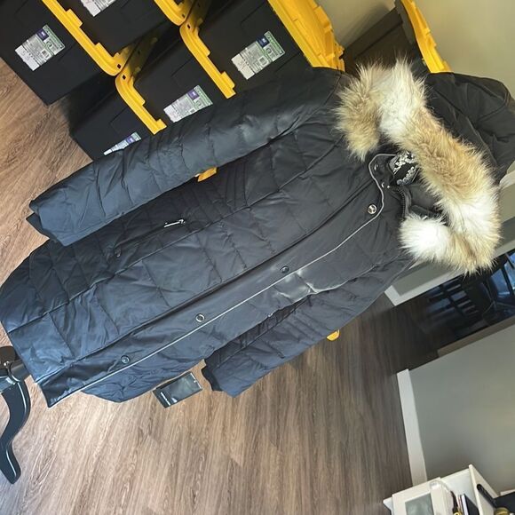 NOVELTI Down Belted Hooded Parka 34” BLACK - Picture 1 of 6